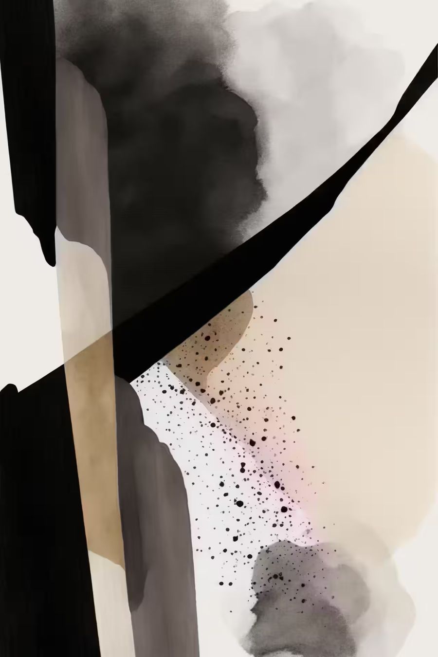 , 3 Black White Minimalist Abstract