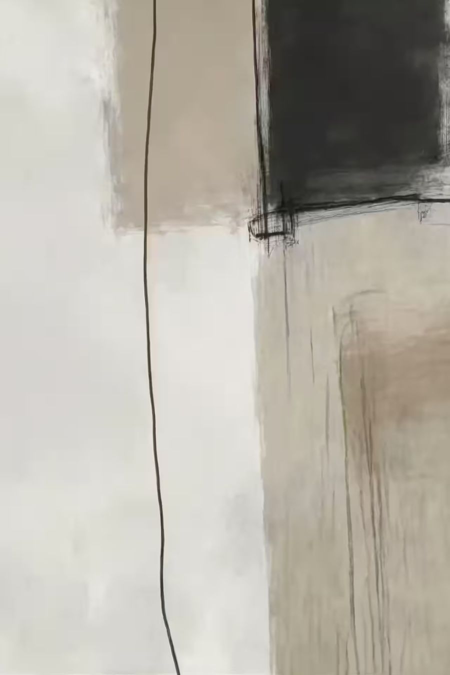 , 3 Modern Neutral Abstract Black