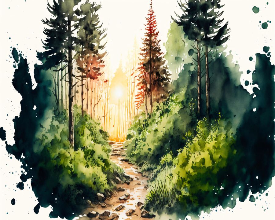 Forests, 4 Watercolor Forests Landscape