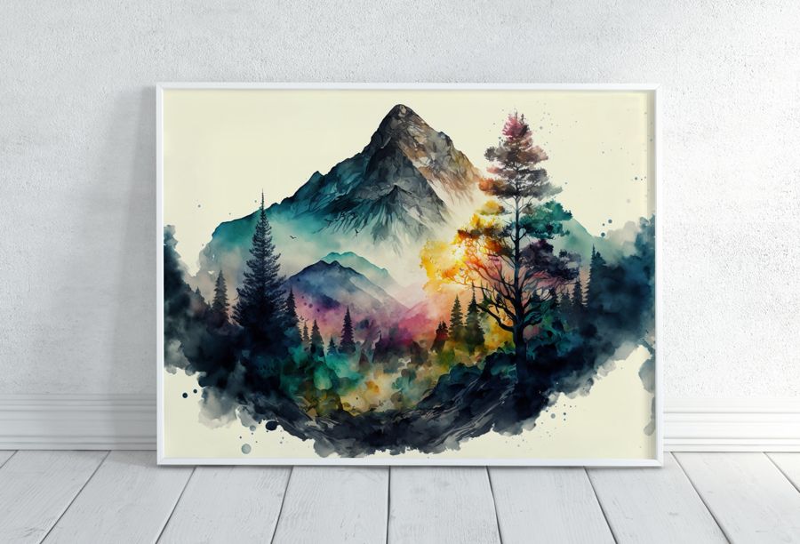 Forests, 4 Watercolor Forests Landscape