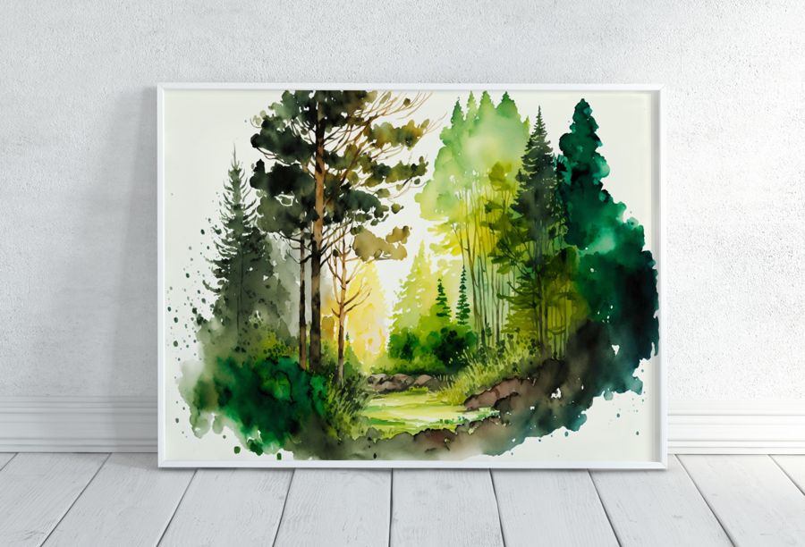Forests, 4 Watercolor Forests Landscape