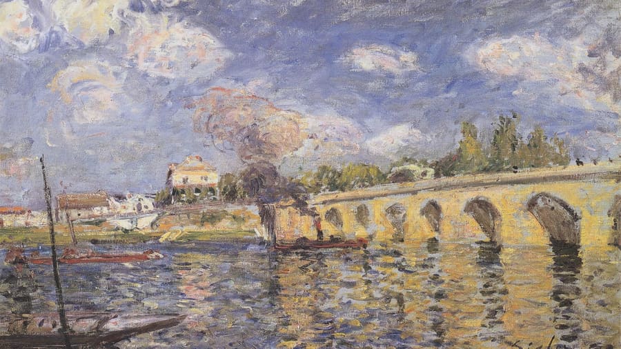 Alfred Sisley, River Steamboat and Bridge