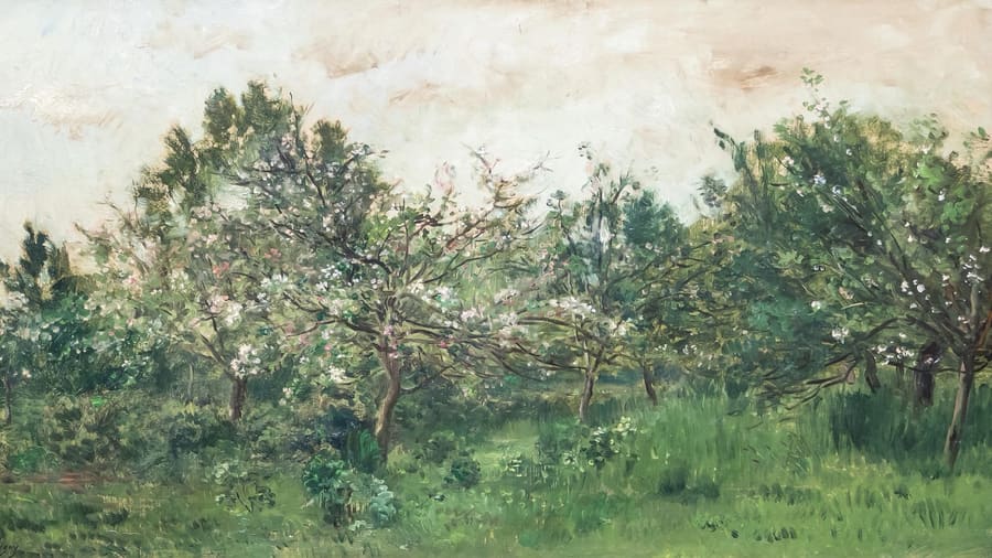 Charles Francois Daubigny, Meadow With Blossoming Fruit Tree