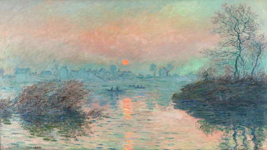 Claude Monet, Sunset on the Seine at Lavacourt Winter Effect