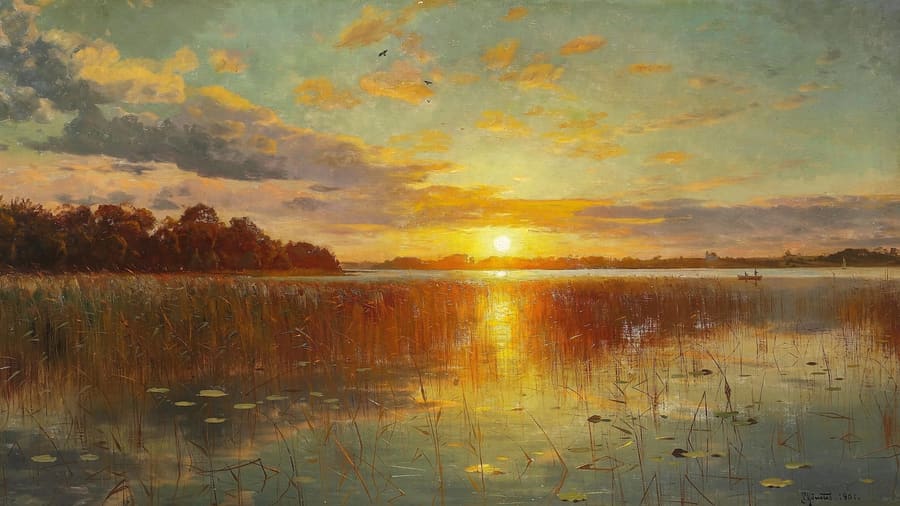 Peder Mønsted, Sunset over a Danish Fiord