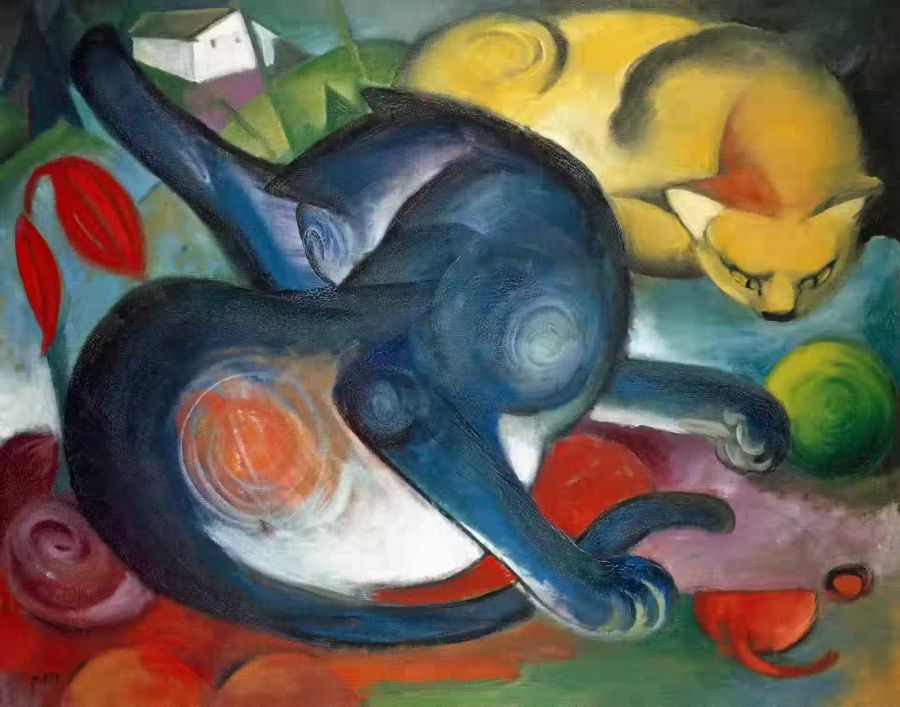 , Abstract Cat Colorful Surreal Cats