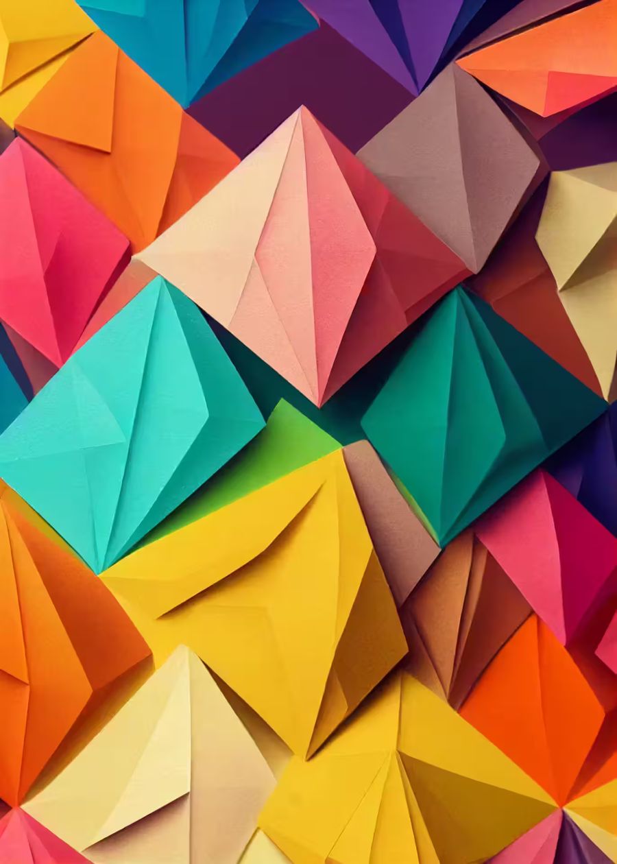 , Abstract Colorful 3D Paper Texture – Digital Art Print