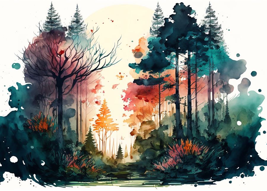 Forests, Abstract Colorful Forest Trees