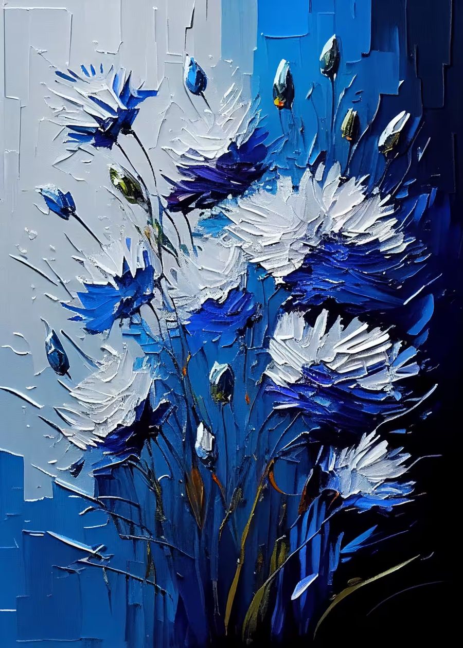 Flowers, Abstract Flower Texture Modern Flower