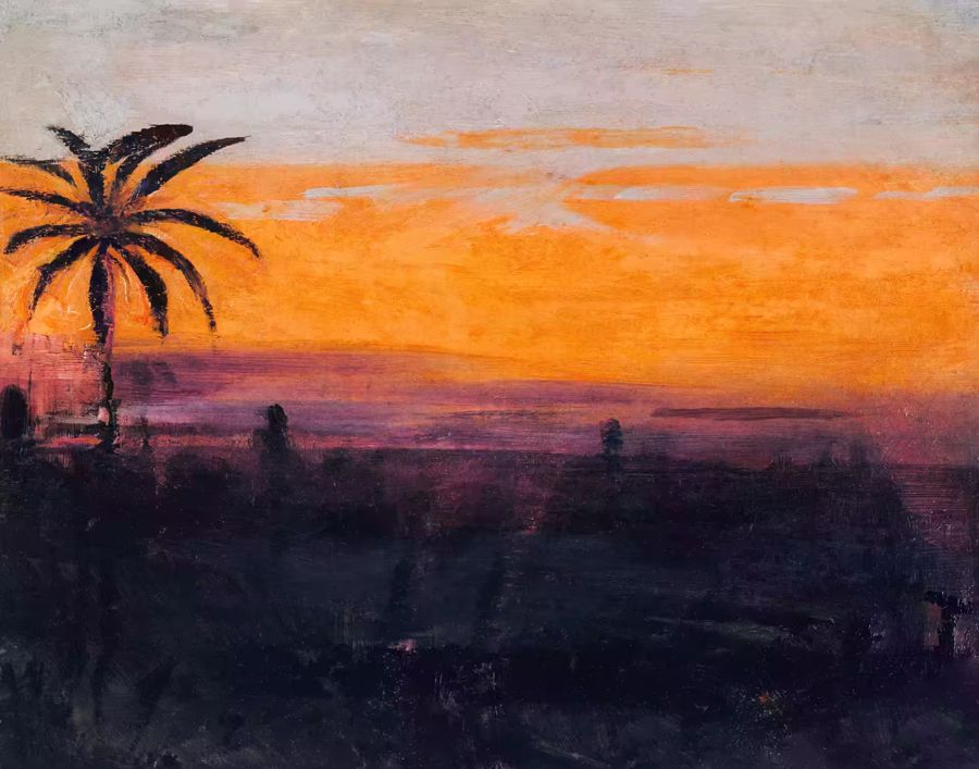 , Antique Moody Abstract Tropical Sunset