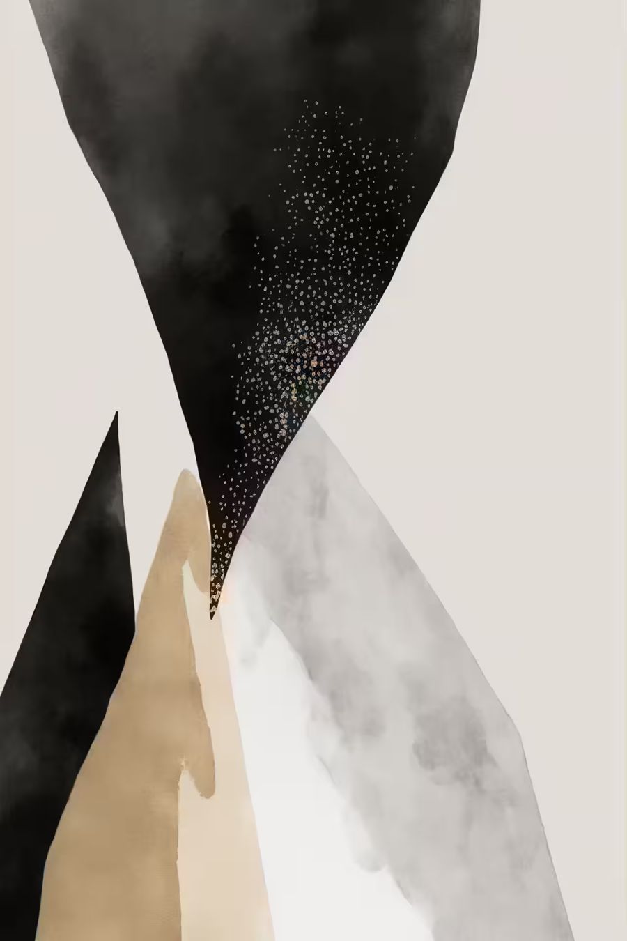 , Black Beige Minimalist 2 Abstract