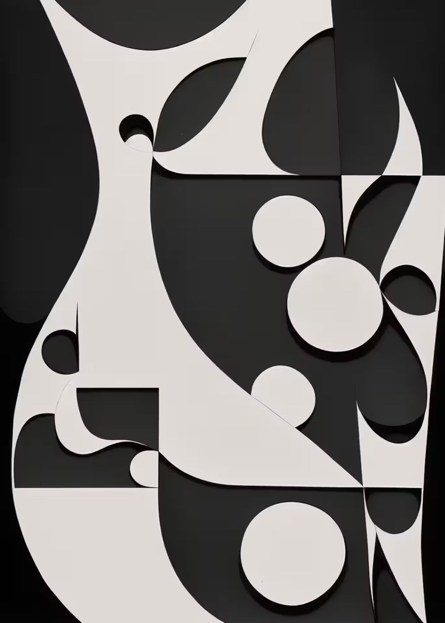 , Black White Modern Aesthetic Abstract
