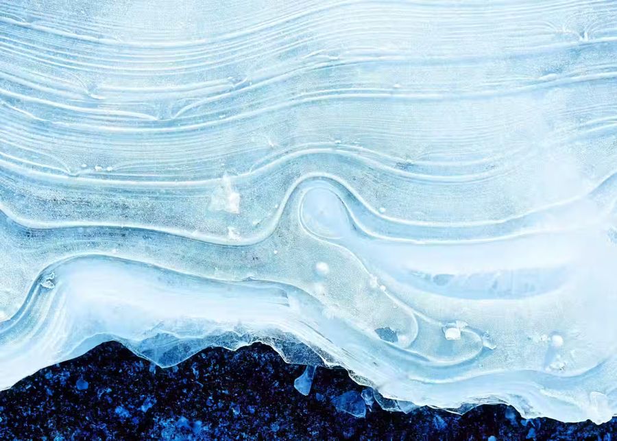 , Blue Icy Texture Modern Abstract