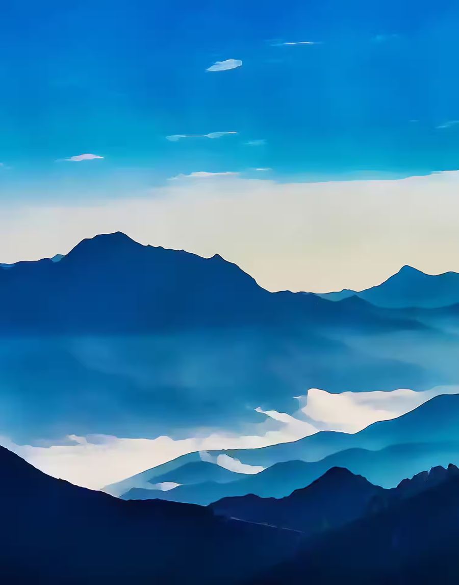 , Blue Mountains Abstract Landscape Blue