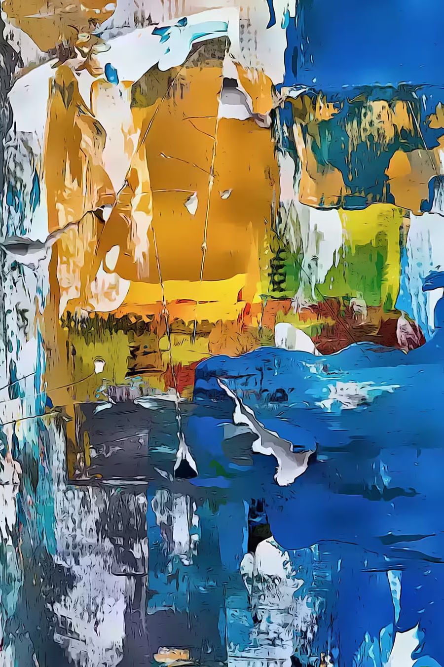 , Bold Blue Abstract 2 Colorful