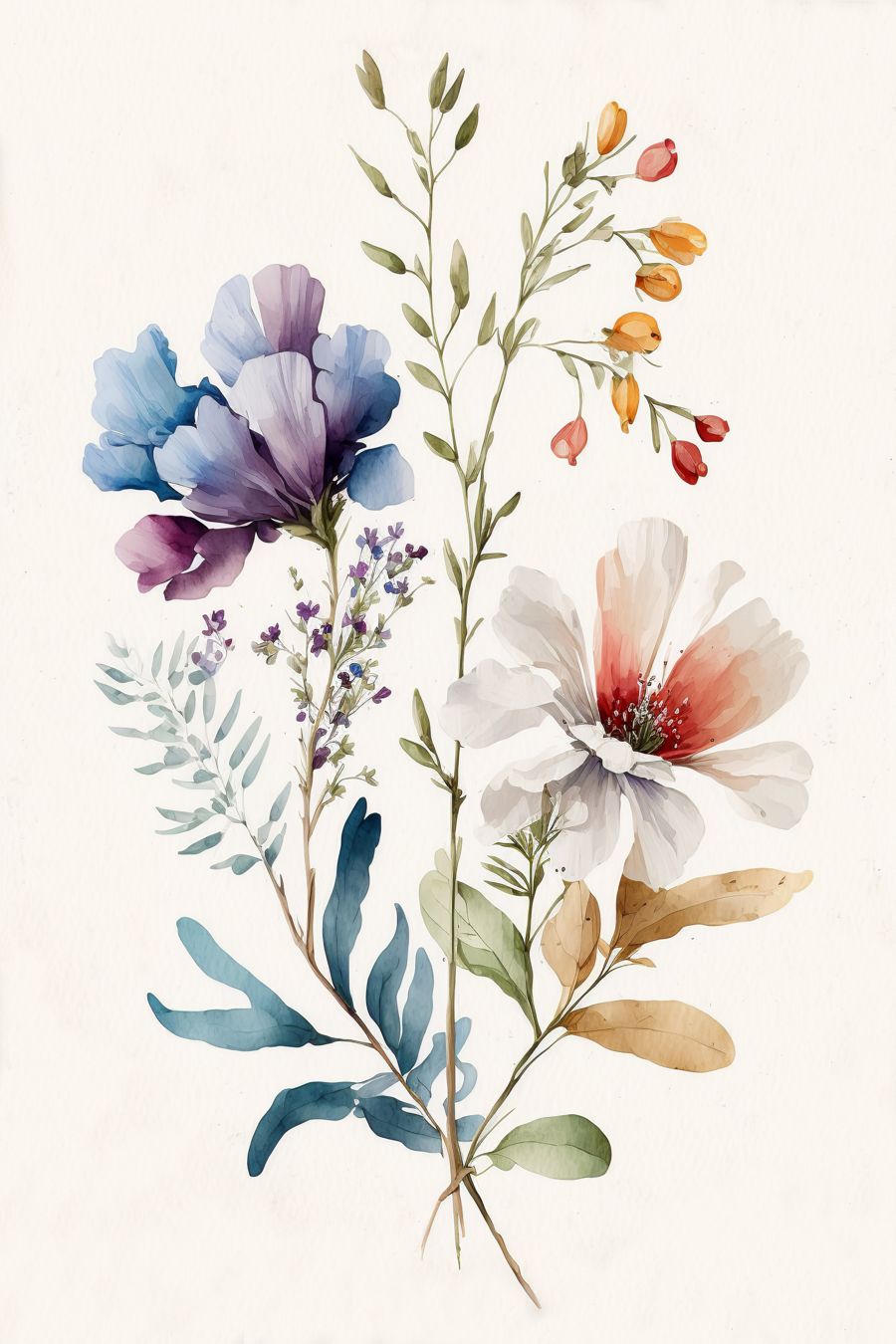 Flowers, Botanical 3 Watercolor Gallery