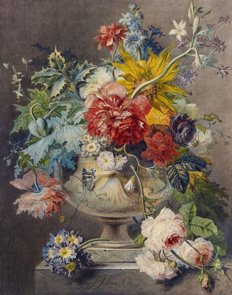 Flowers, Botanical Still Life Bouquet Flowers
