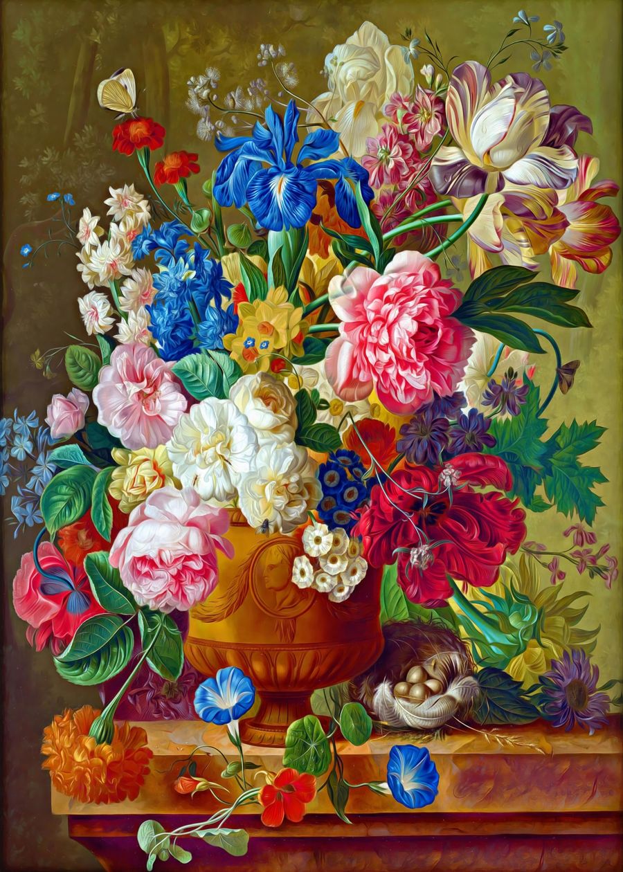 Flowers, Botanical Still Life Flower Vase