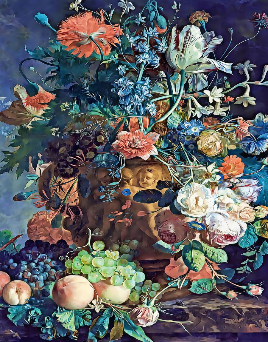 Flowers, Botanical Still Life Flower Vase
