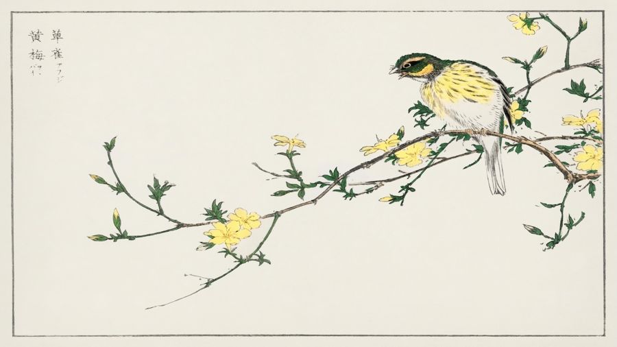 , Bunting and Plum Tree