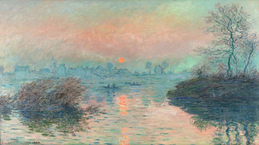 Claude Monet, Sunset on the Seine at Lavacourt Winter Effect