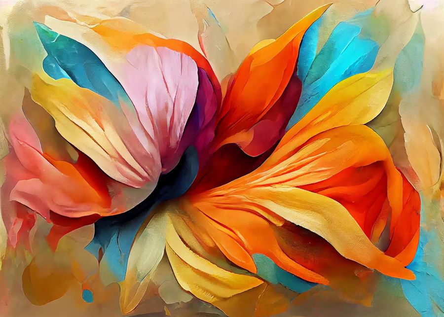 Flowers, Colorful Abstract Flower