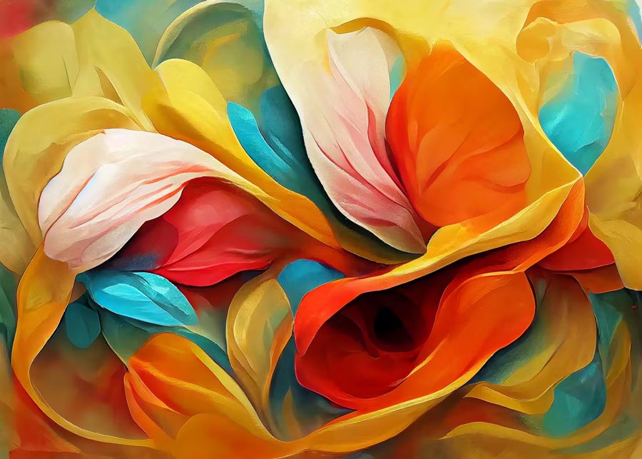 Flowers, Colorful Abstract Flower Petals