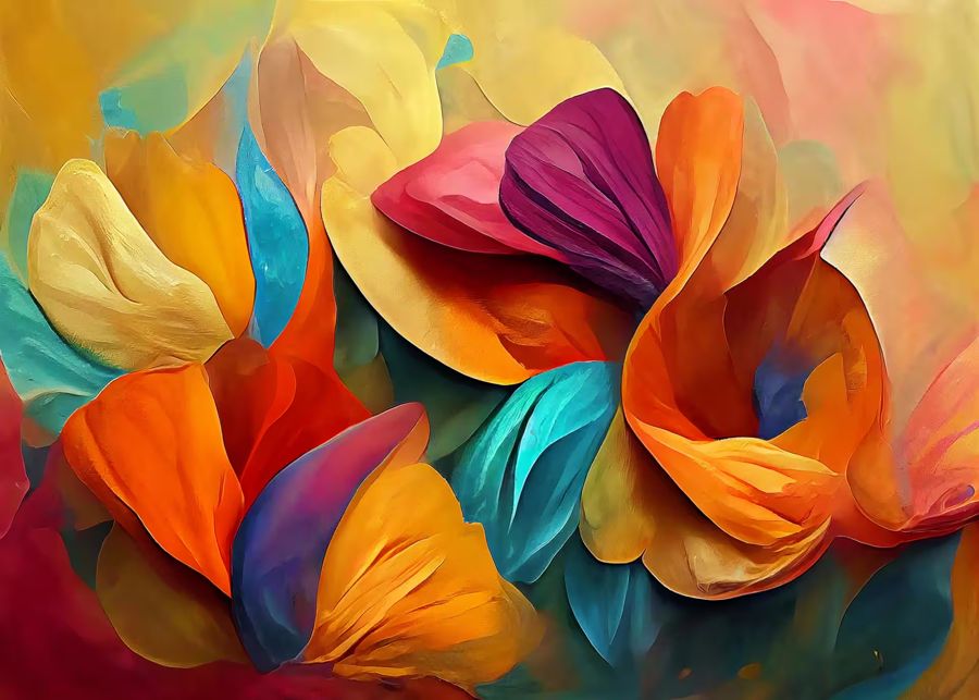 Flowers, Colorful Abstract Flower Petals