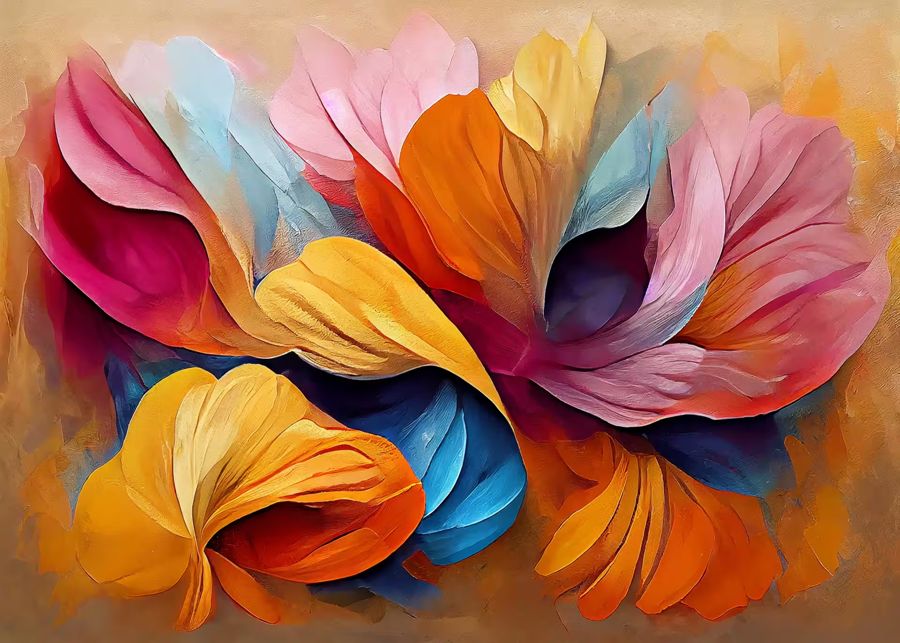 Flowers, Colorful Abstract Flower Petals