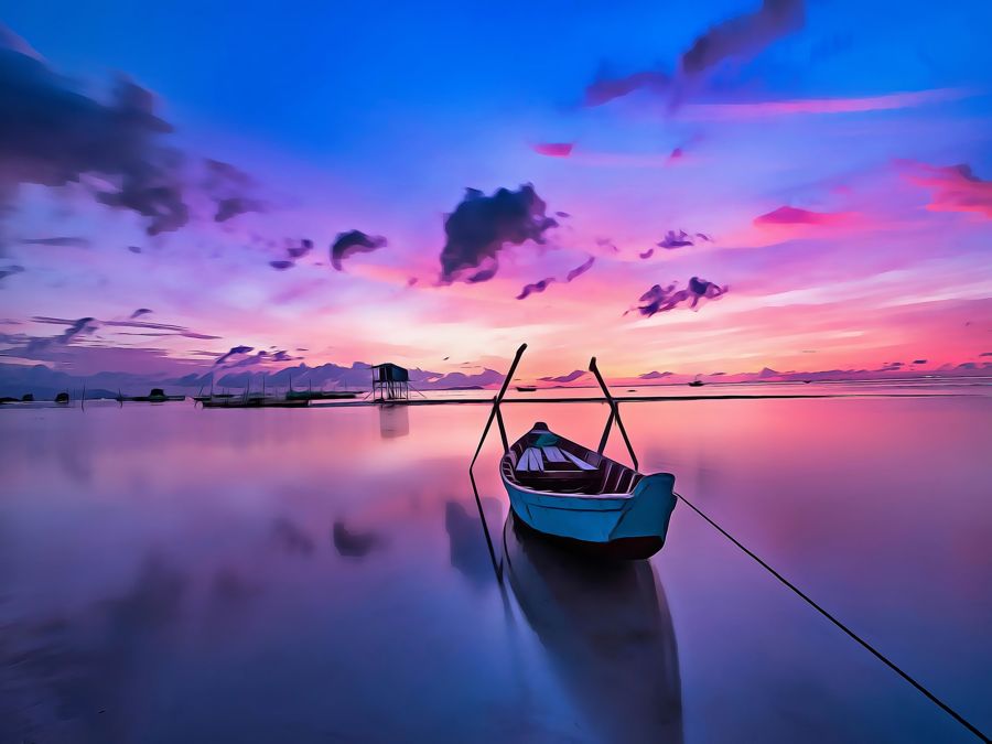 , Dawn Boat Sea Nautical Decor