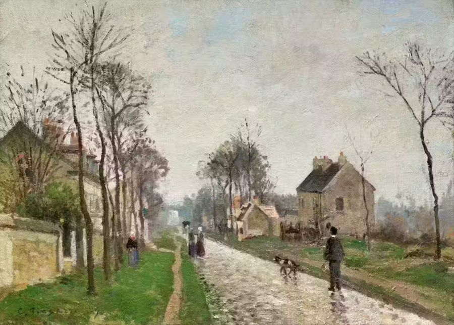 Countryside, European Village Rain Landscape Oil
