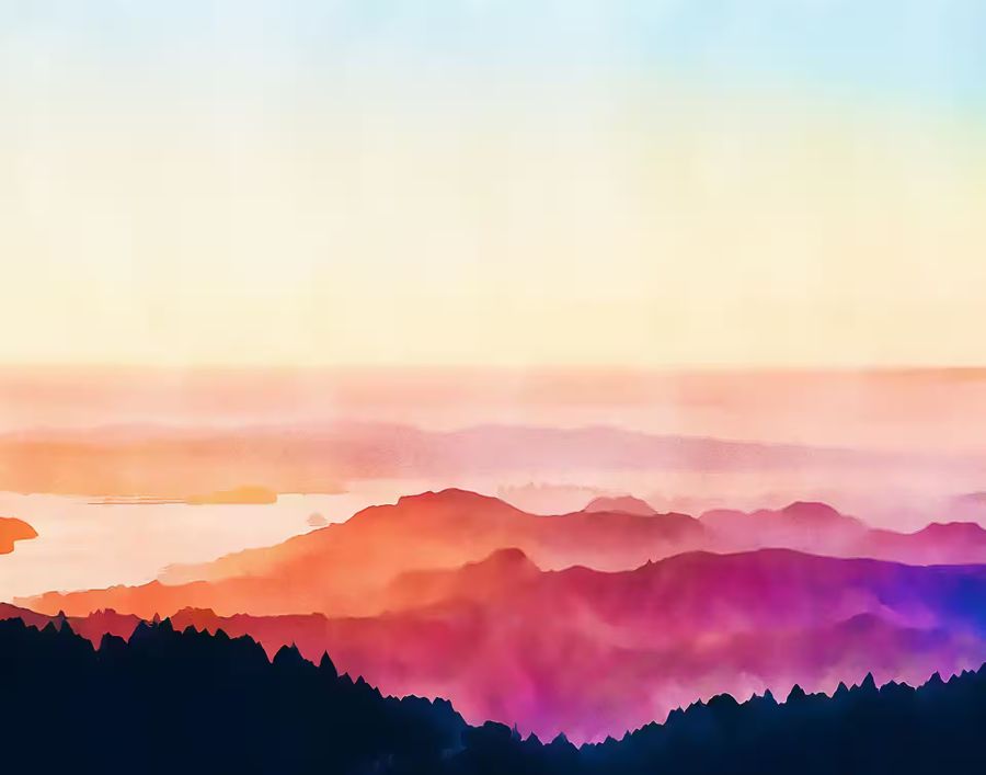 , Evening Mountains Abstract