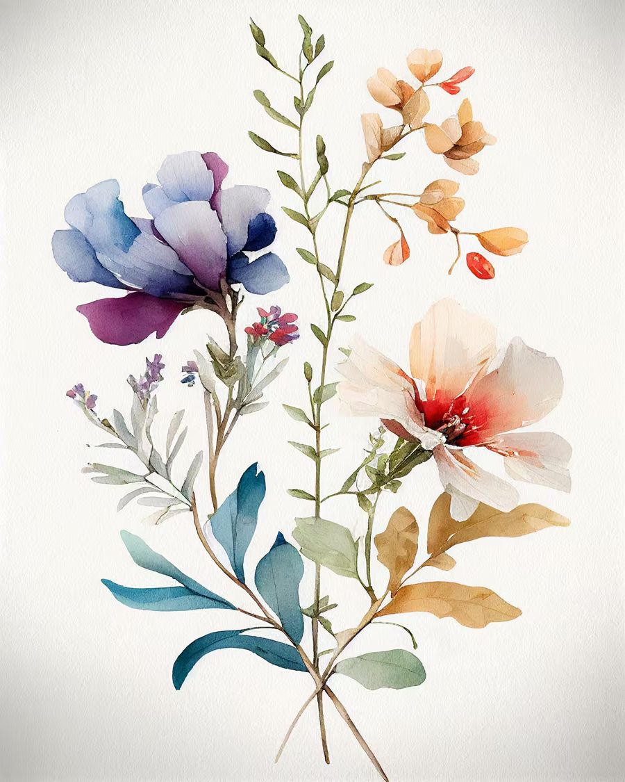 Flowers, Floral Boho Floral Wild Flowers