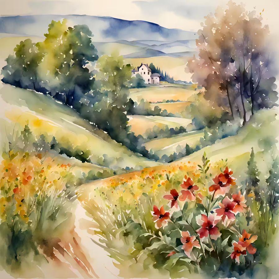 Flowers, Floral Decor I Watercolor Square