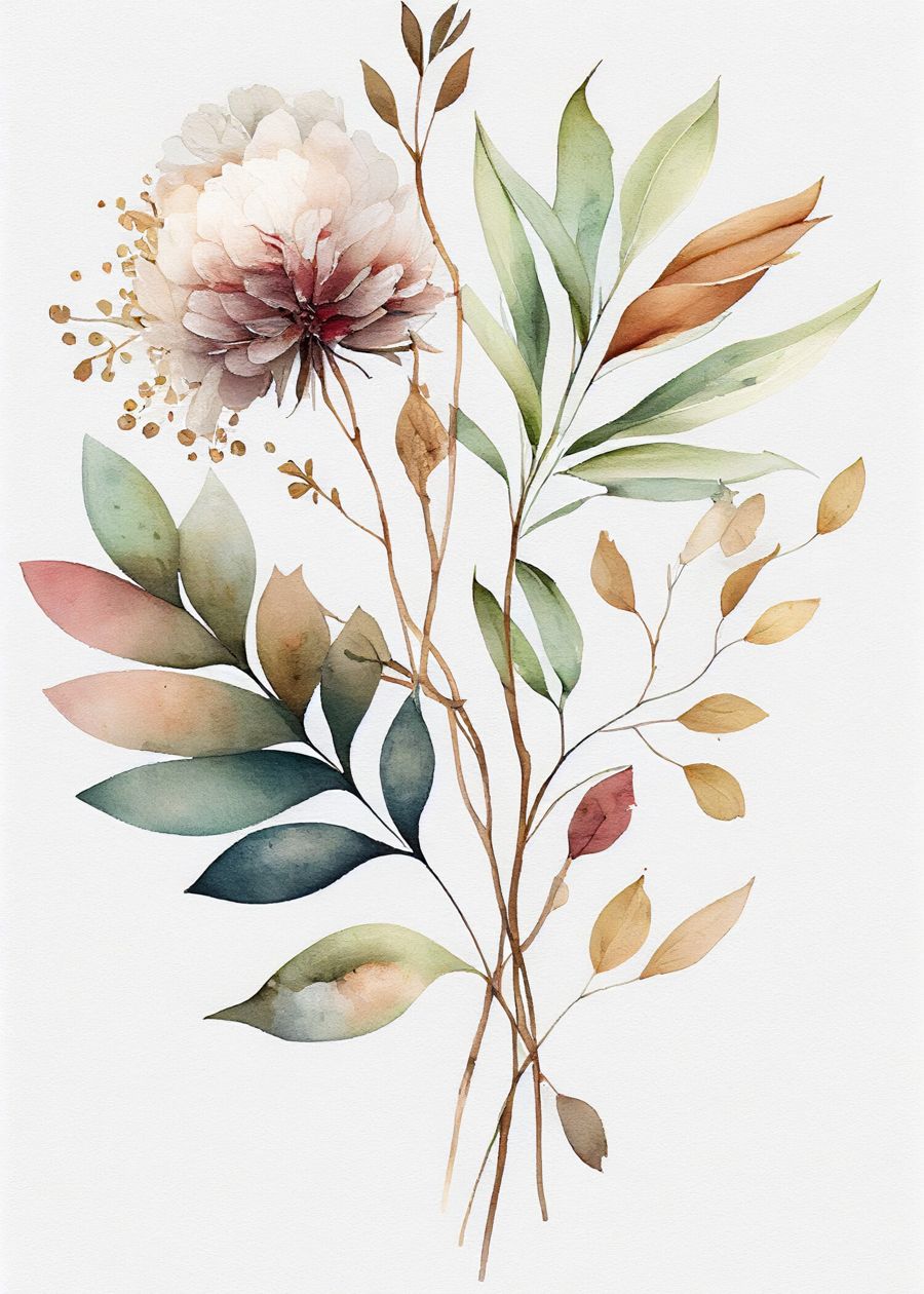 Flowers, Floral Watercolor Botanical Flower