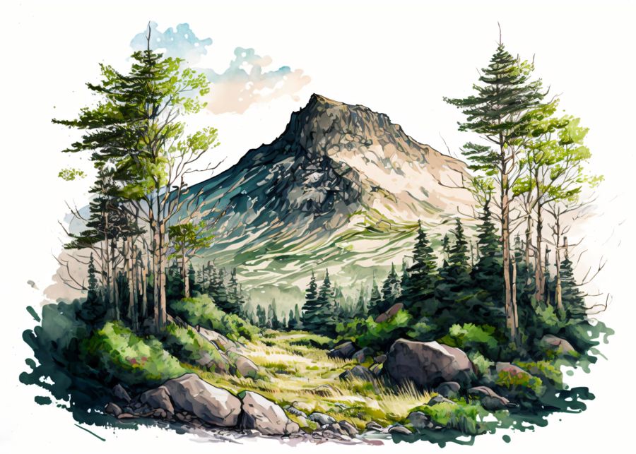Forests, Forest Mountain Watercolor Forest
