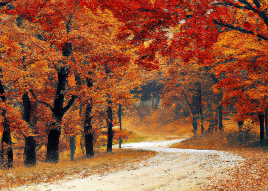 Seasonal, Forest Trail Fall Landscape Home