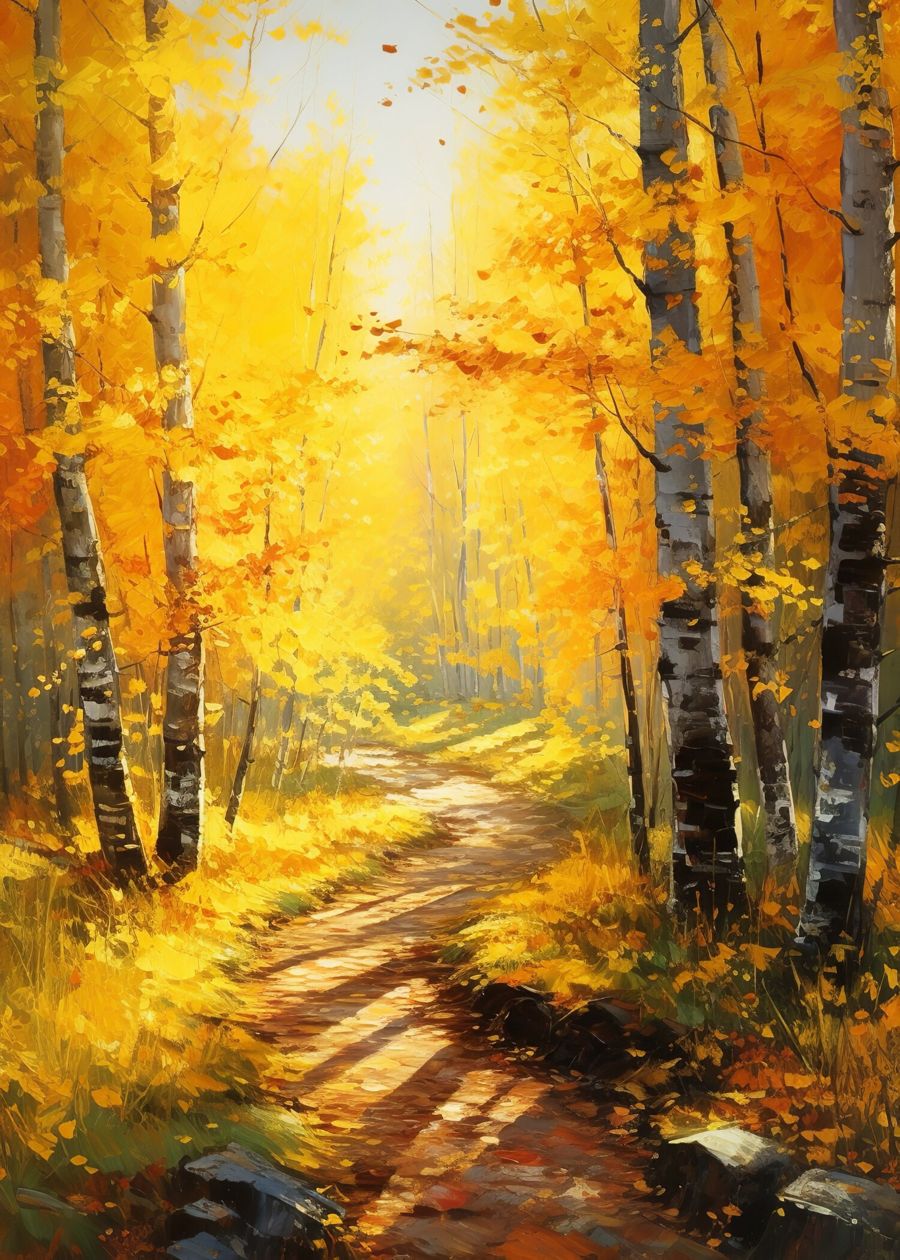 Seasonal, Forest Trail Fall Landscape Nature