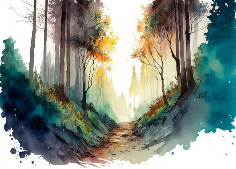 Forests, Forest Watercolor Forest Landscape