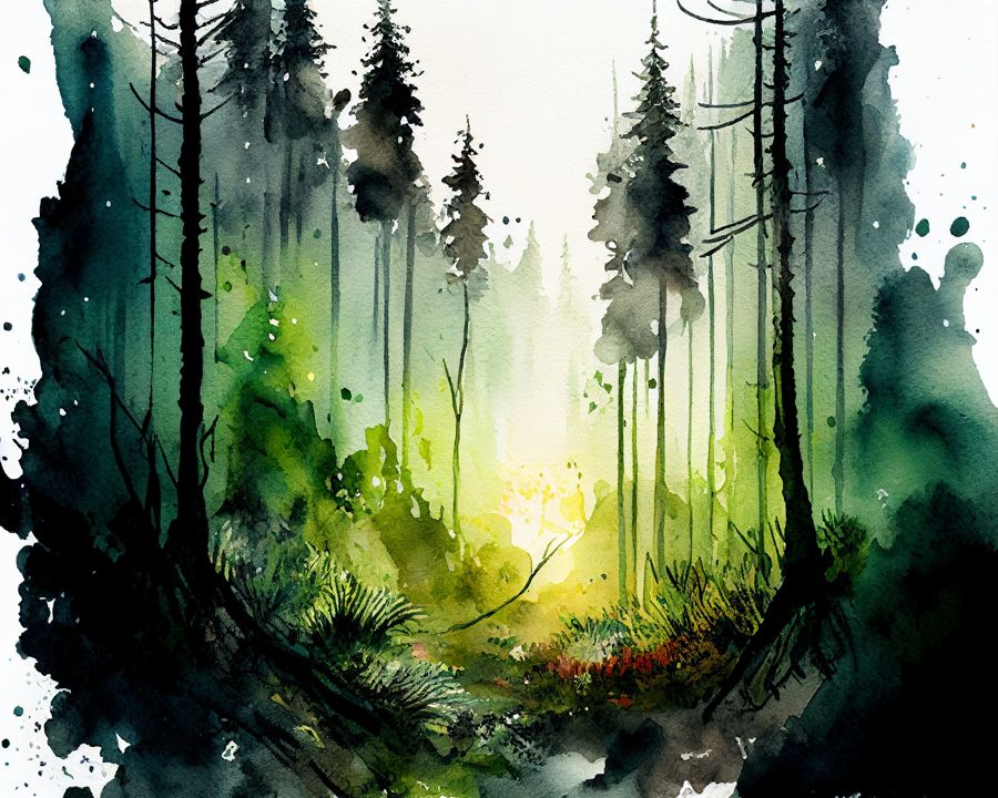 Forests, Green Forest Landscape Forest Trees