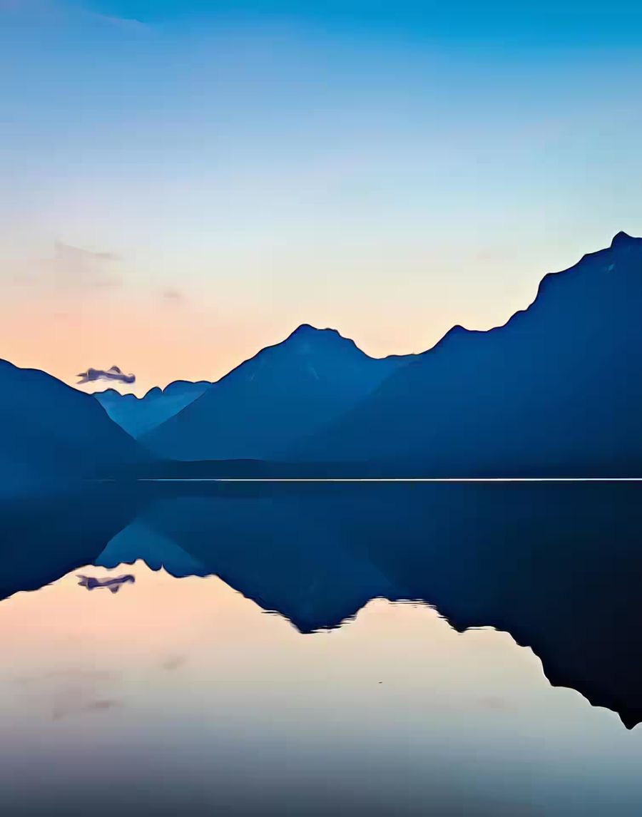 , Lake Sunrise Mountain Vertical Abstract