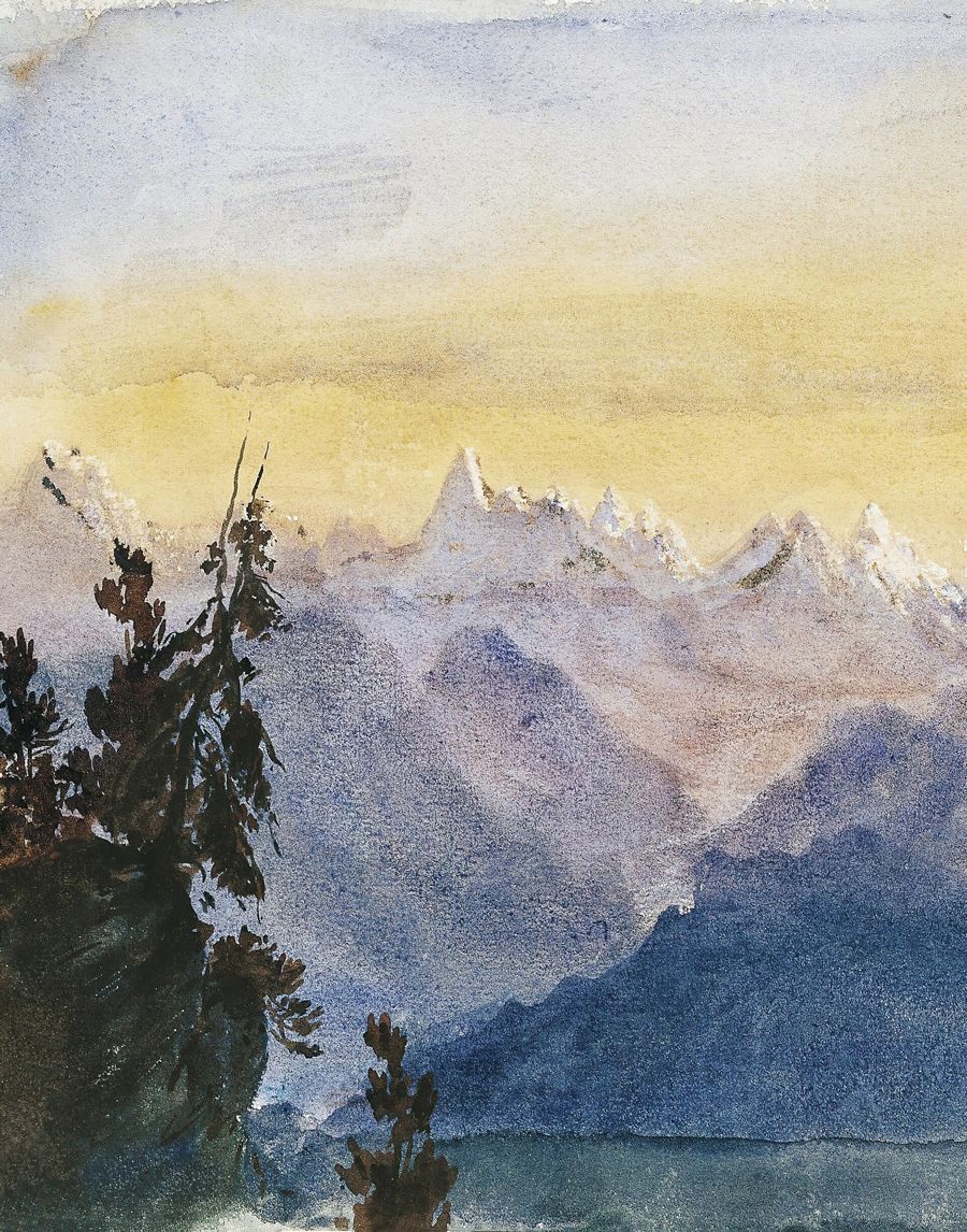 , Landscape Lake Sunrise Mountain