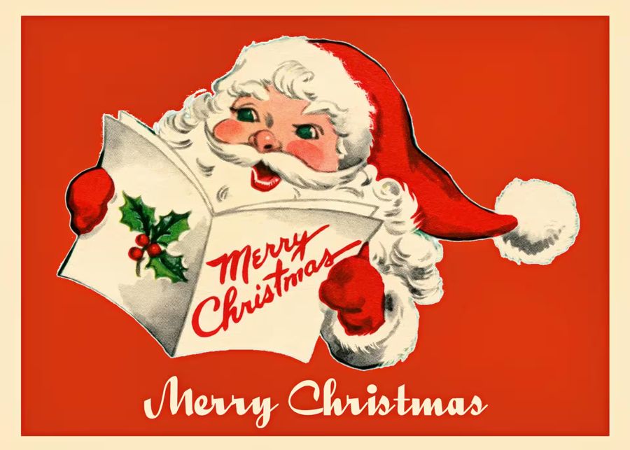 Seasonal, Merry Christmas Card Santa Claus