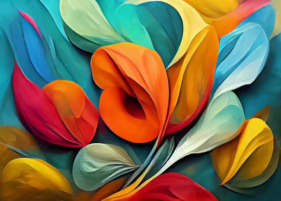 Flowers, Modern Abstract Floral Colorful