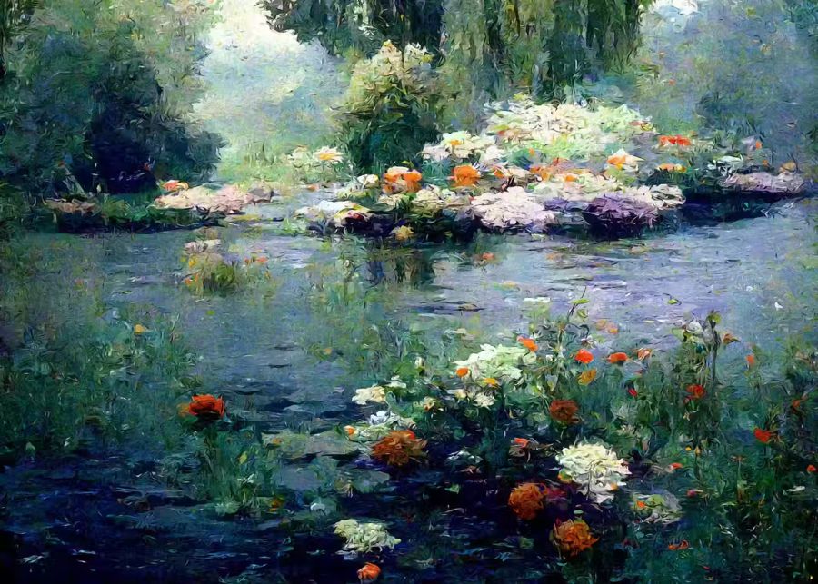 Flowers, Monet Flowers River Inspired Floral