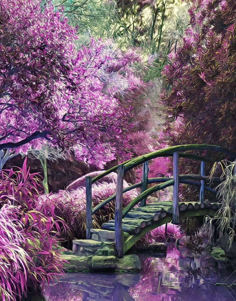 Gardens, Mystical Garden Colorful Floral Decor