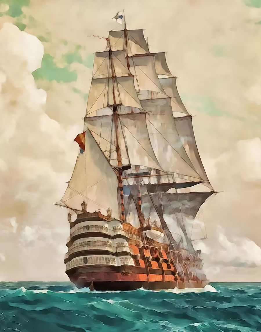 , Old Sailing Ship Full Sail