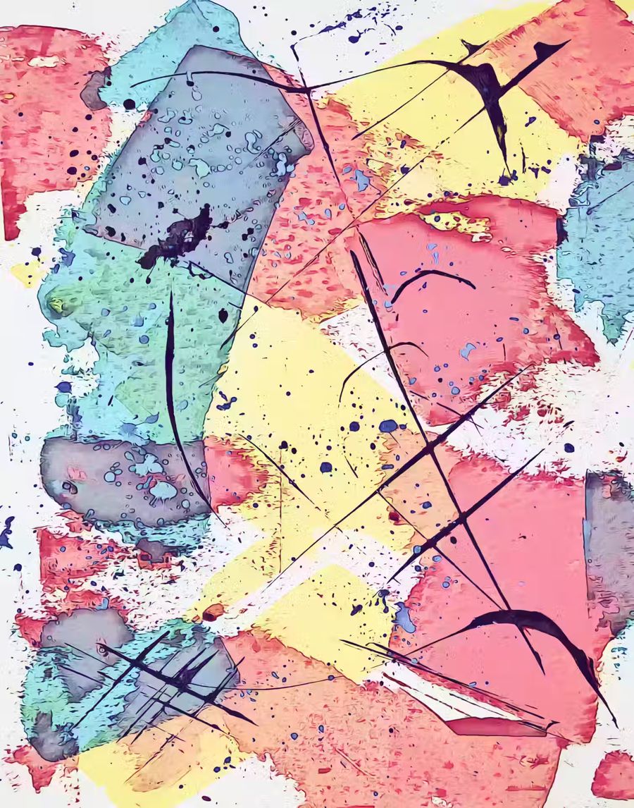 , Pastel Pink Blue Abstract Colorful