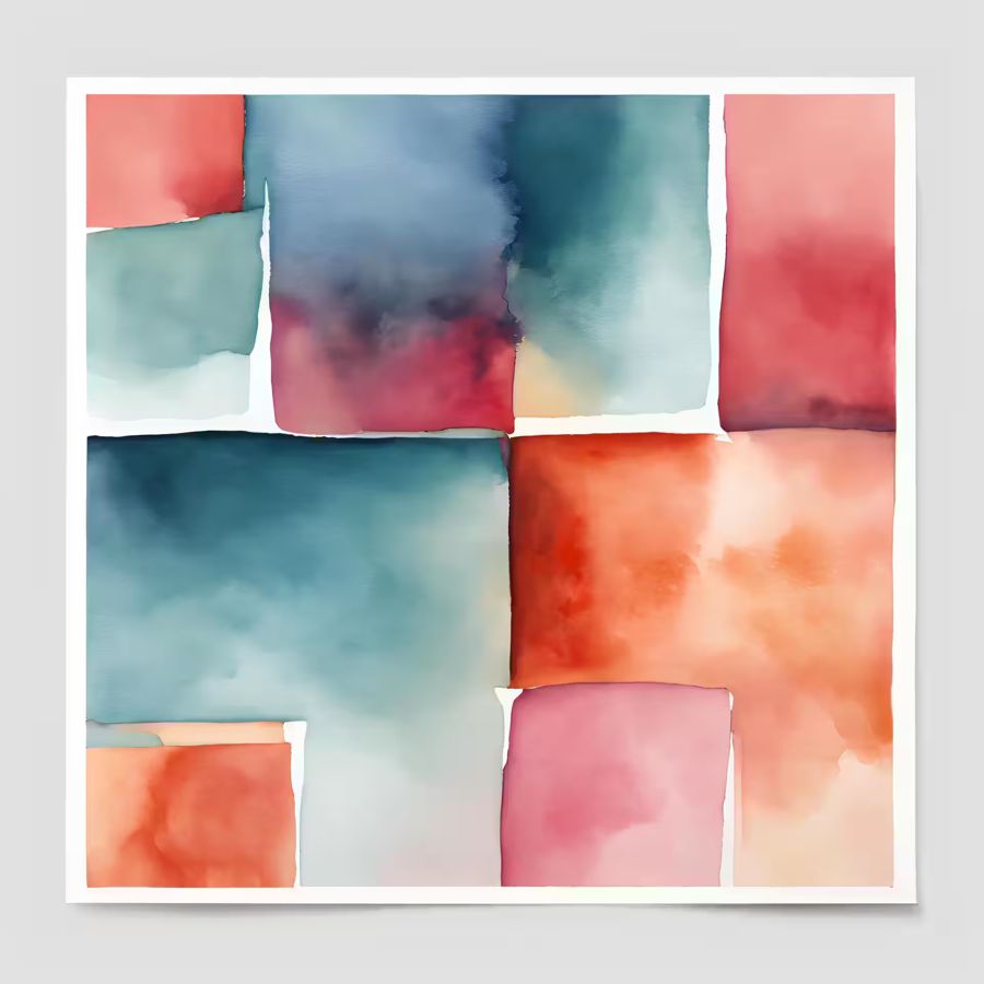 , Pastel Watercolor I Square Format