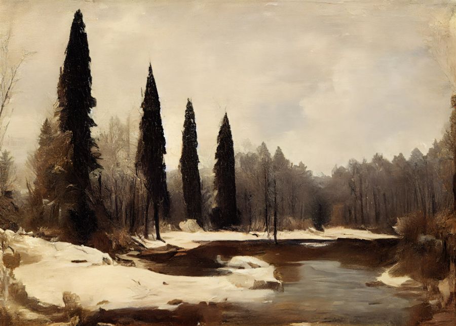Seasonal, Rustic Winter Landscape Winter Muted